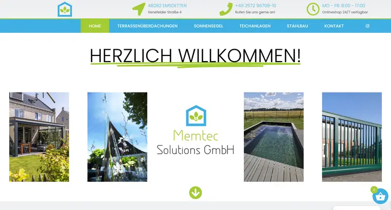 Referenz-Website Memtec Solutions – Terrassen und Außenanlagen
